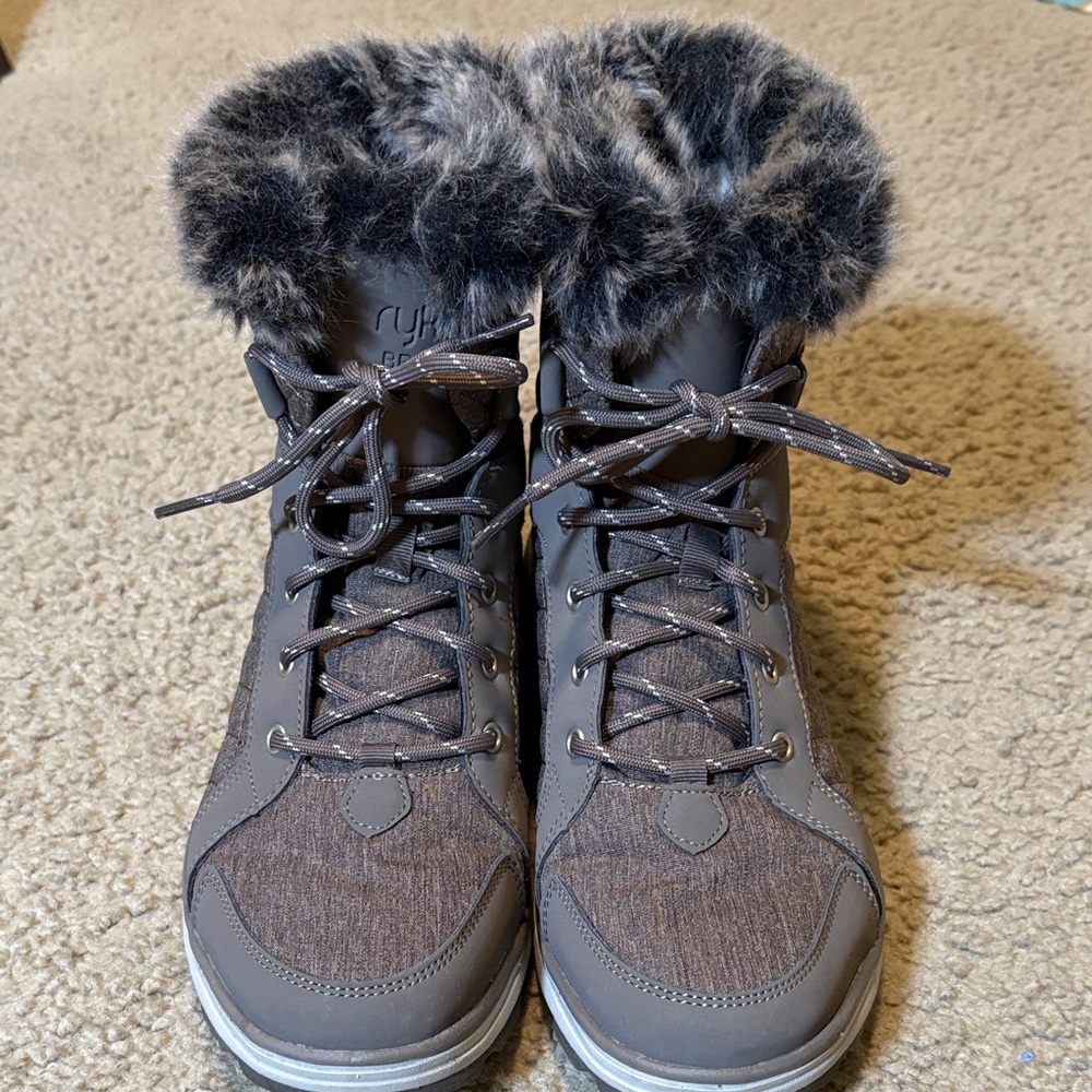 Ryka taupe boots with fur collar